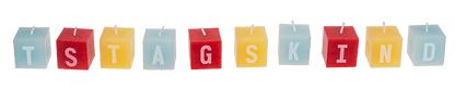 Square candles with letters, Geburtstagskind,