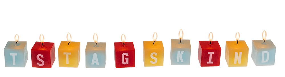 Square candles with letters, Geburtstagskind,
