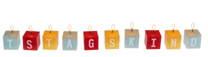 Square candles with letters, Geburtstagskind,