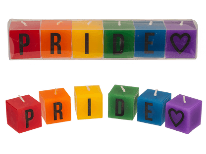 Square candles with letters, Pride, ca. 3 x 3 cm,