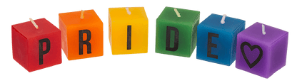 Square candles with letters, Pride, ca. 3 x 3 cm,