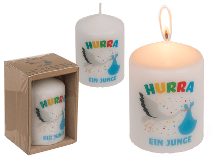 Pillar candle, Hurra ein Junge,
