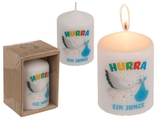 Pillar candle, Hurra ein Junge,