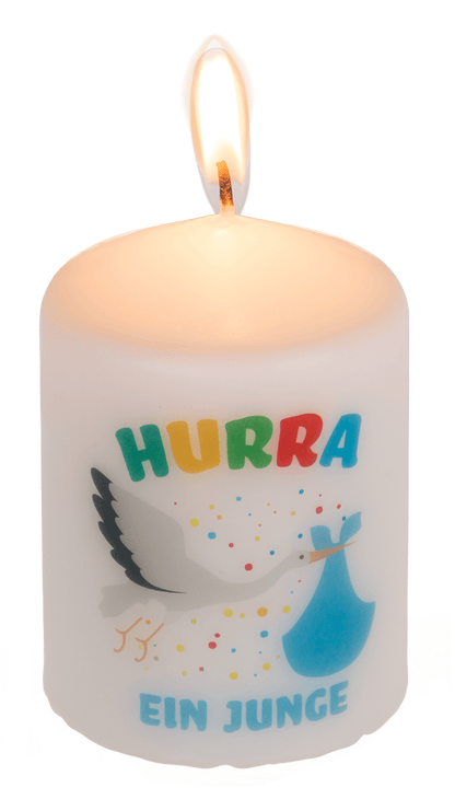 Pillar candle, Hurra ein Junge,
