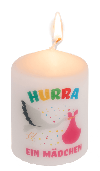 Pillar candle, Hurra ein Mädchen,