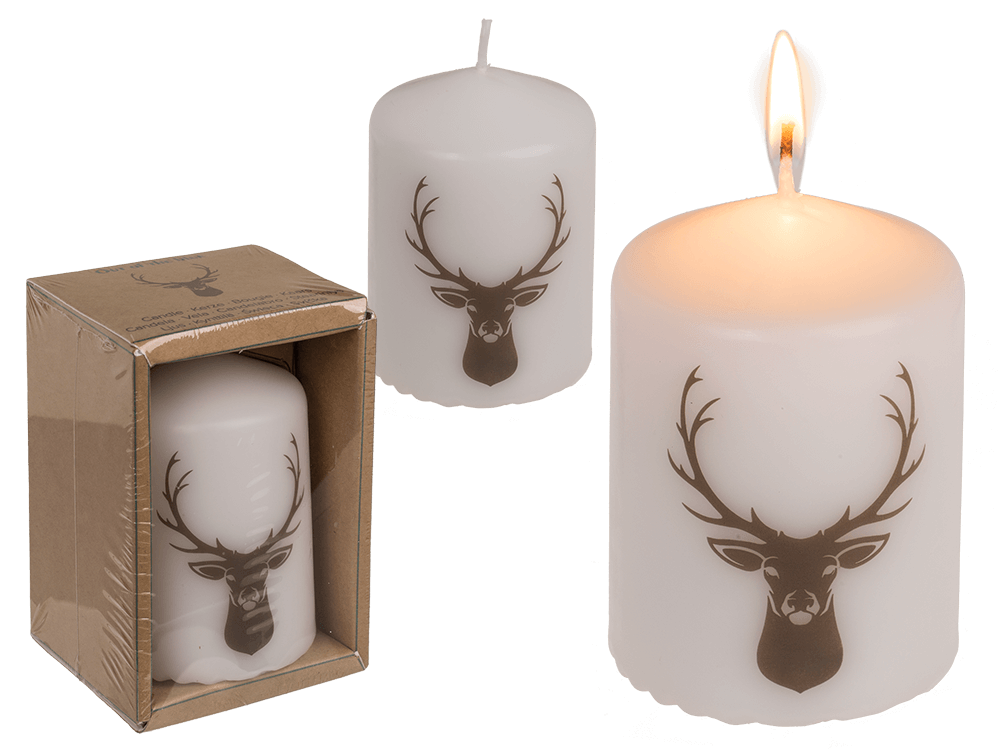 Pillar candle, deer head,