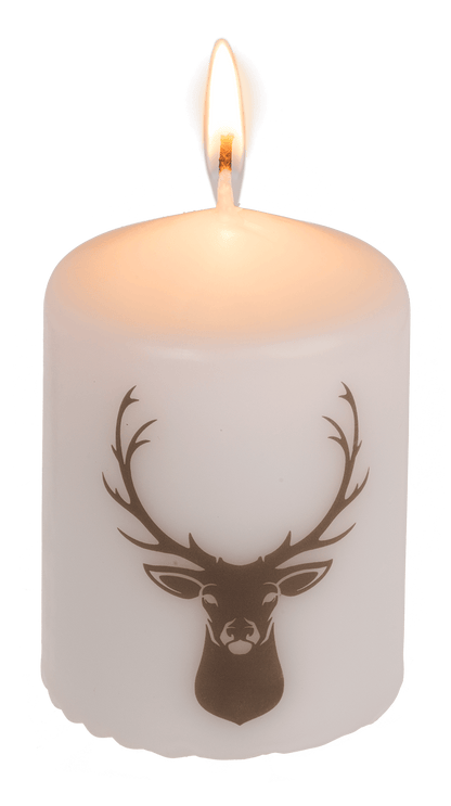 Pillar candle, deer head,