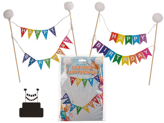 Cake Topper, Happy Birthday, 2 assorted,