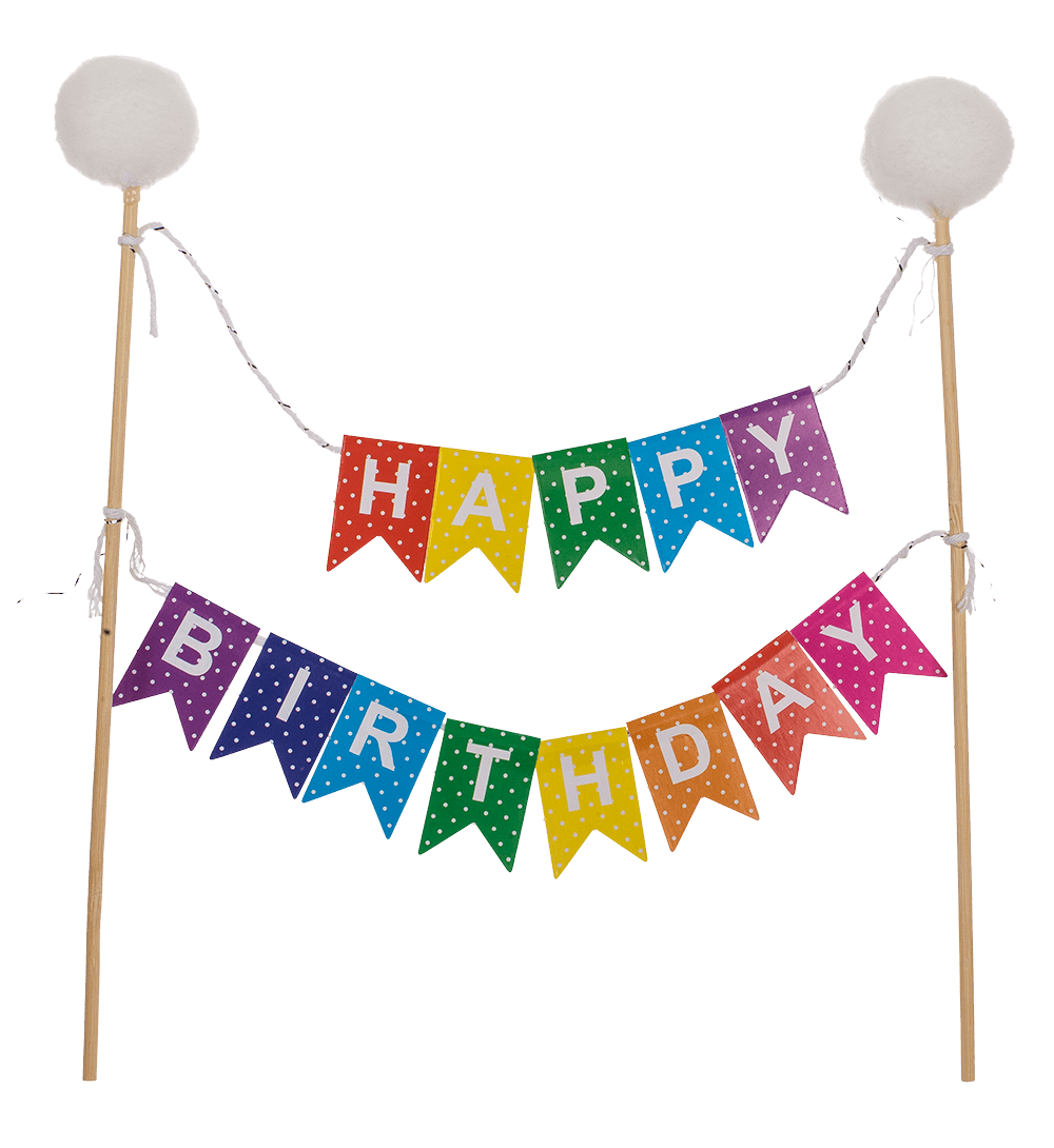 Cake Topper, Happy Birthday, 2 assorted,