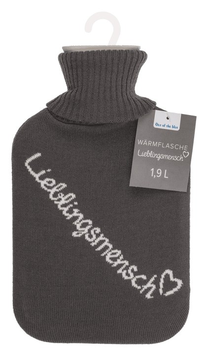 Ivory colored hot water bottle, Lieblingsmensch,