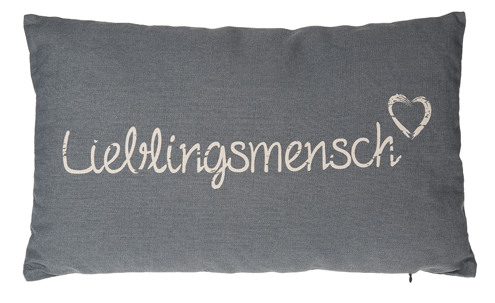 Grey coloured decoration cushion, Lieblingsmensch,