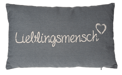 Grey coloured decoration cushion, Lieblingsmensch,