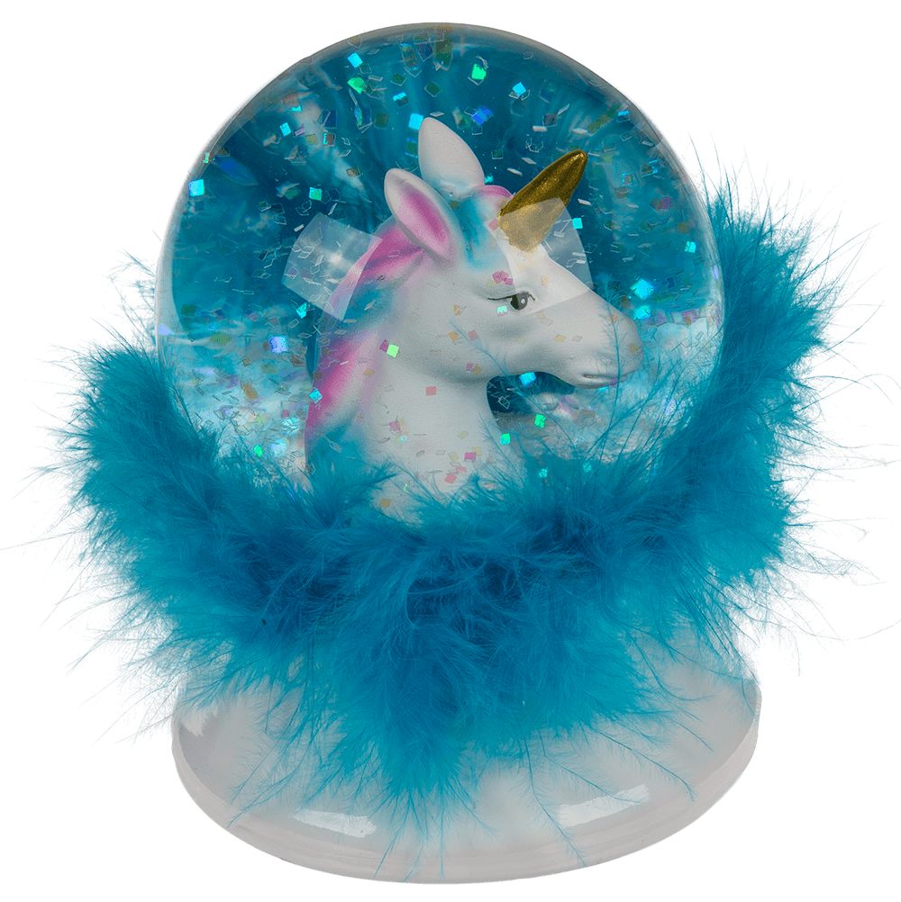 Polyresin glitter globe, Unicorn,