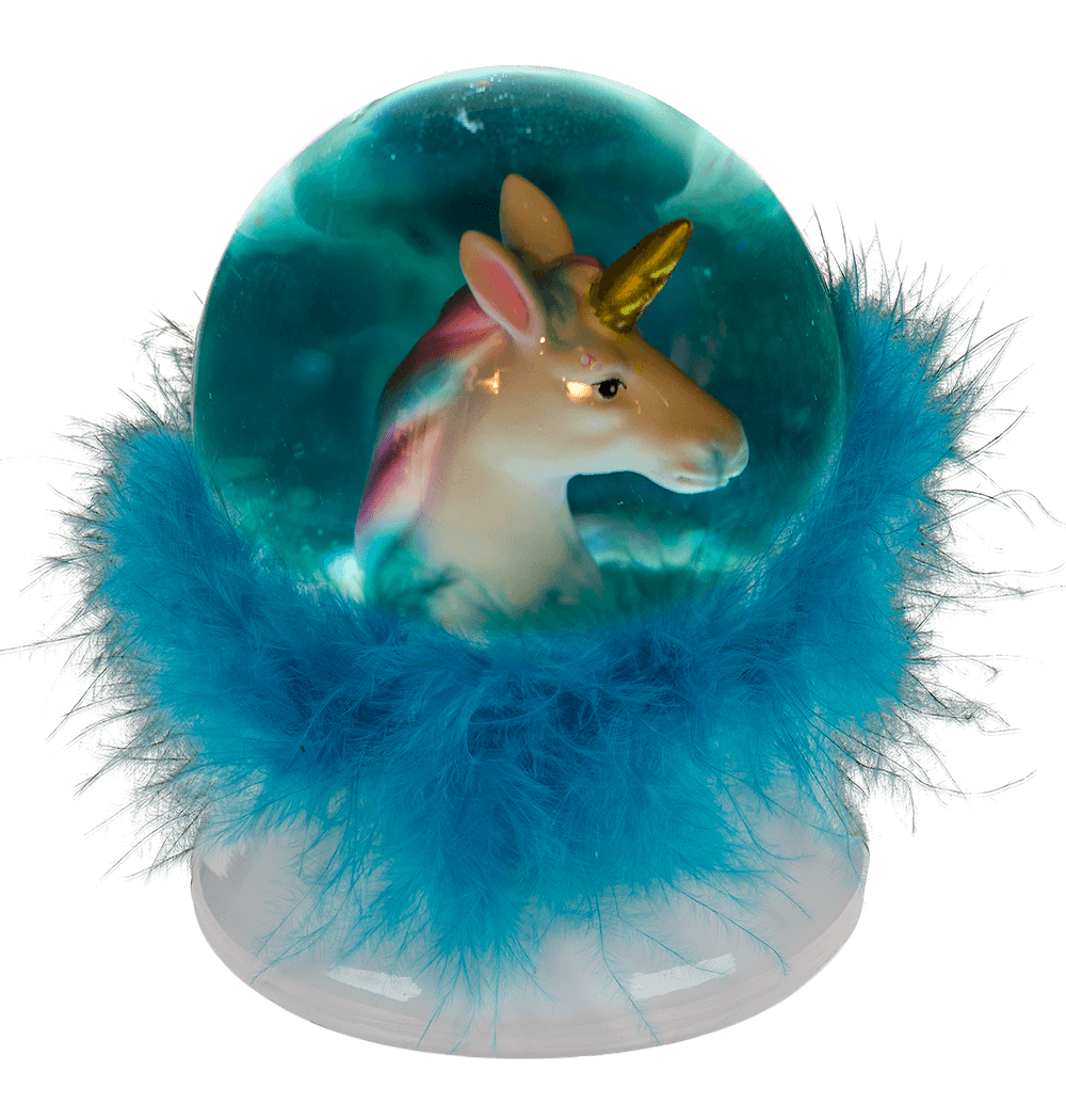 Polyresin glitter globe, Unicorn,