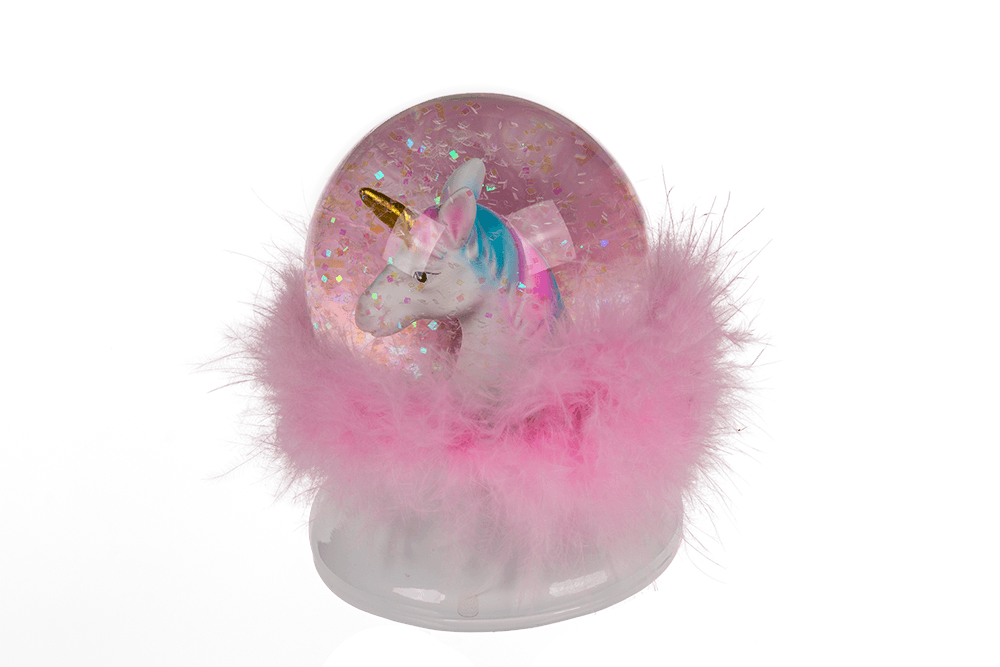 Polyresin glitter globe, Unicorn,