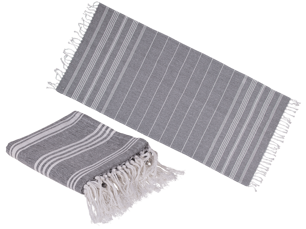 White/grey coloured Fouta Towel (for sauna &,