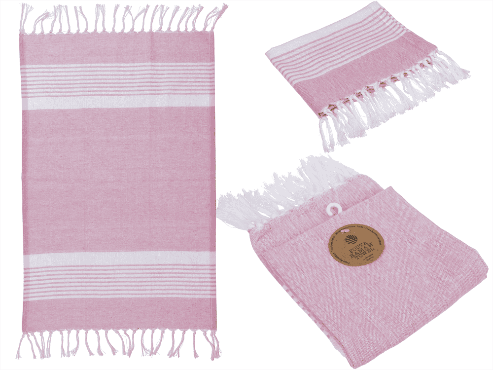 White/rosa coloured Fouta Towel (for sauna &