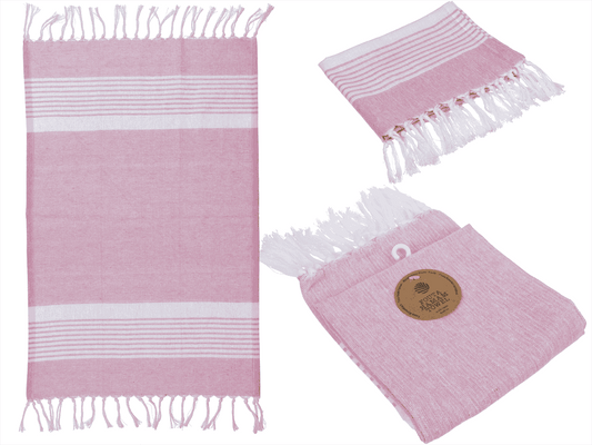 White/rosa coloured Fouta Towel (for sauna &