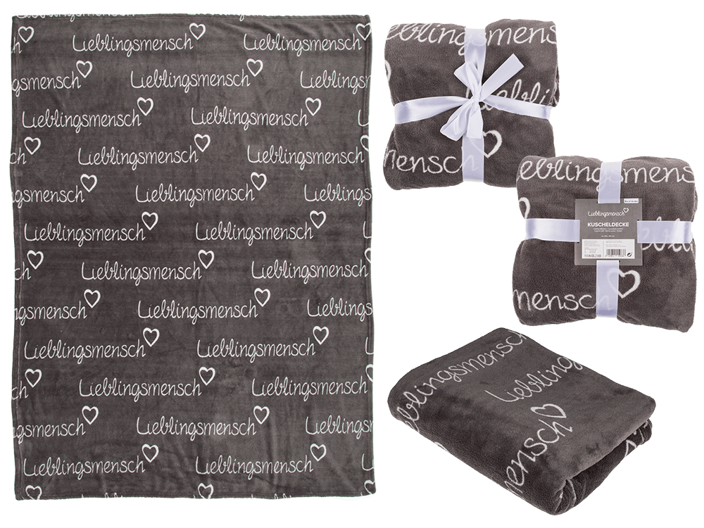 Grey coloured comfort blanket, Lieblingsmensch,