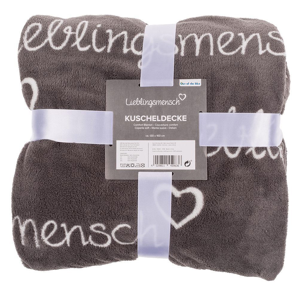 Grey coloured comfort blanket, Lieblingsmensch,