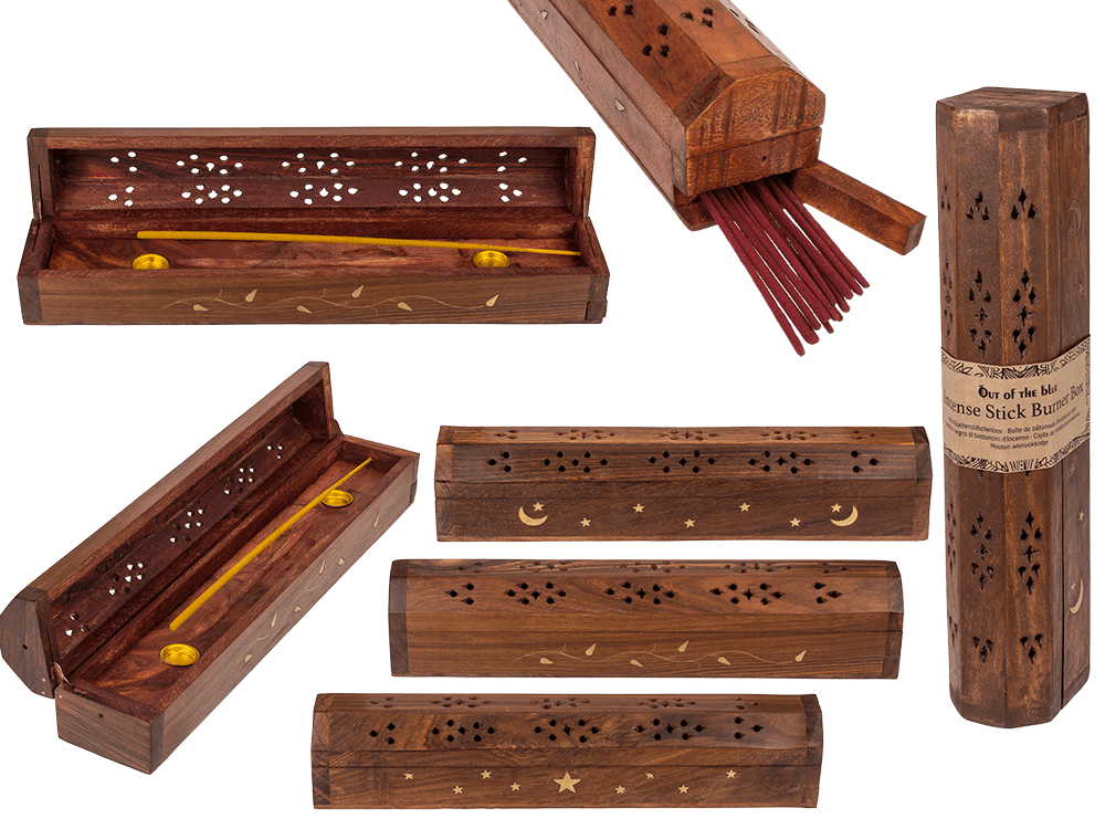 Wooden incense stick burner box,