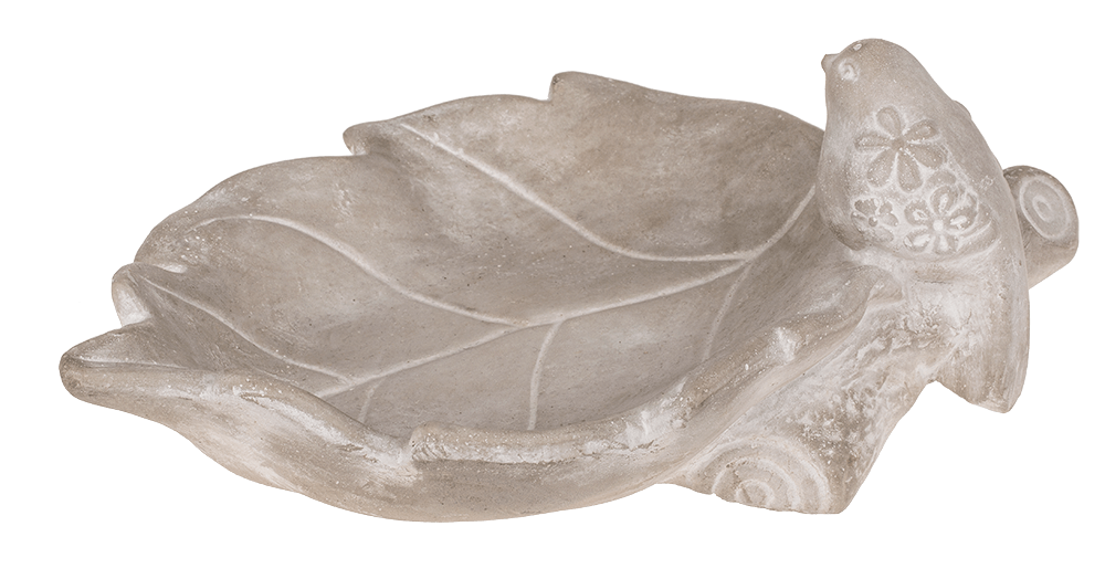 Bird feeder, leaf with bird,