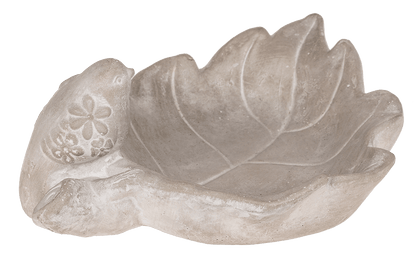 Bird feeder, leaf with bird,