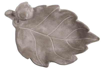 Bird feeder, leaf with bird,