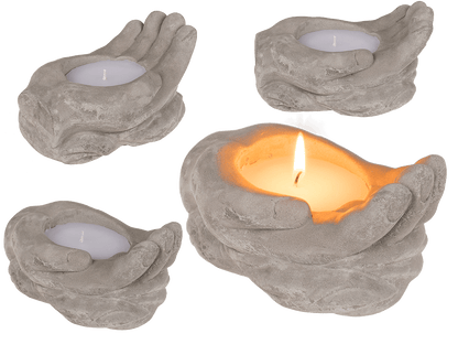 Candle in cement hands