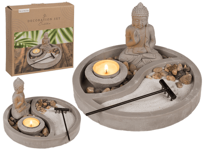 Grey round cement plate, ca. 19 x 19 x 12 cm,