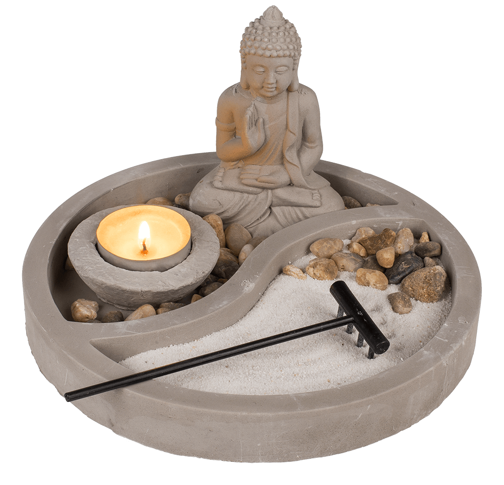 Grey round cement plate, ca. 19 x 19 x 12 cm,