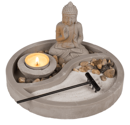 Grey round cement plate, ca. 19 x 19 x 12 cm,