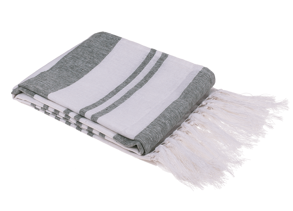 White/green coloured Fouta Towel (for sauna &,