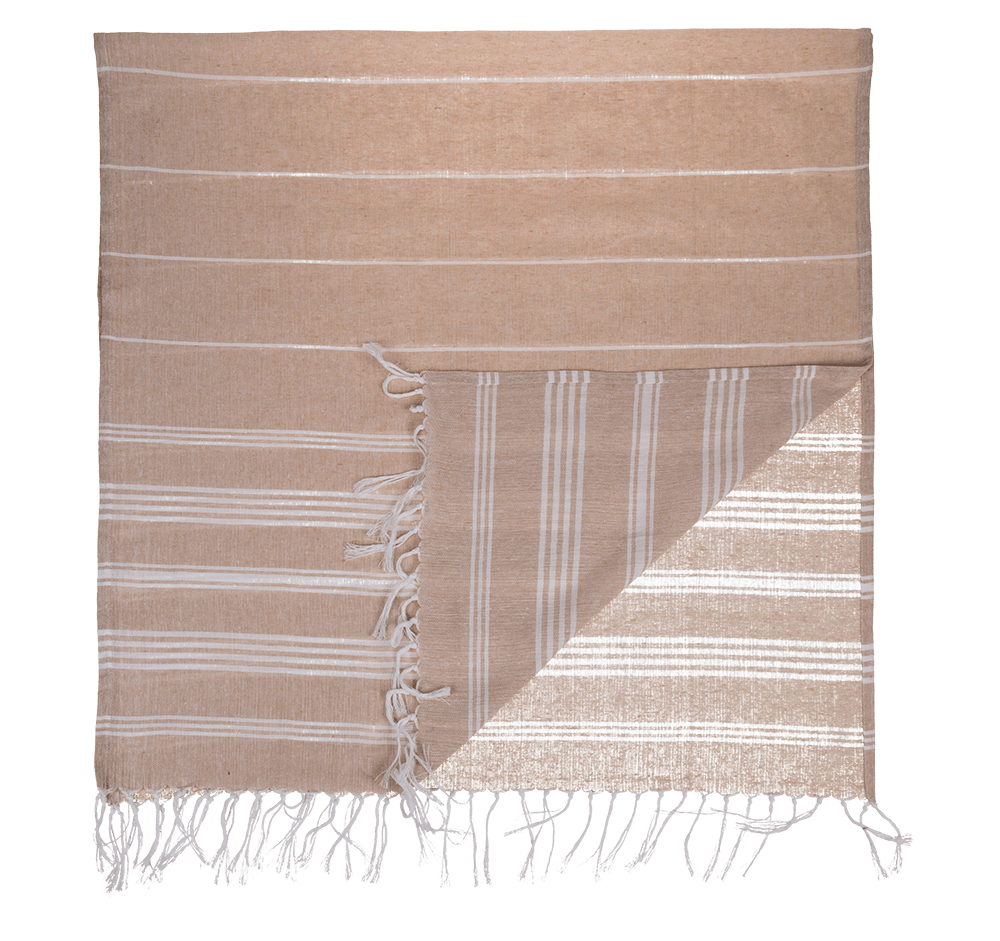 White/brown coloured Fouta Towel (for sauna &,
