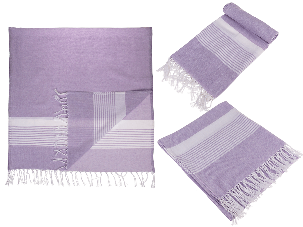 White/lavender coloured Fouta Towel (for sauna &,