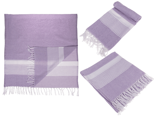 White/lavender coloured Fouta Towel (for sauna &,