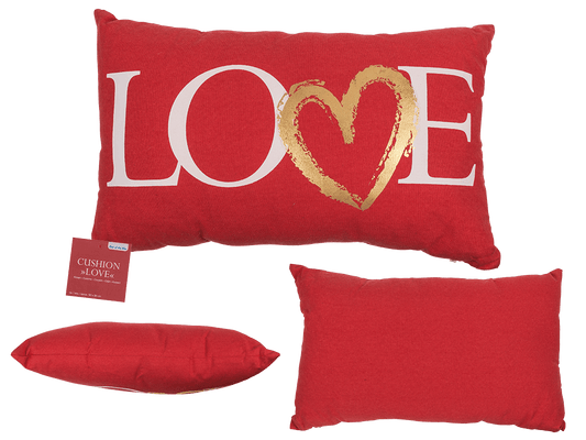 Red coloured decoration cushion, Love,