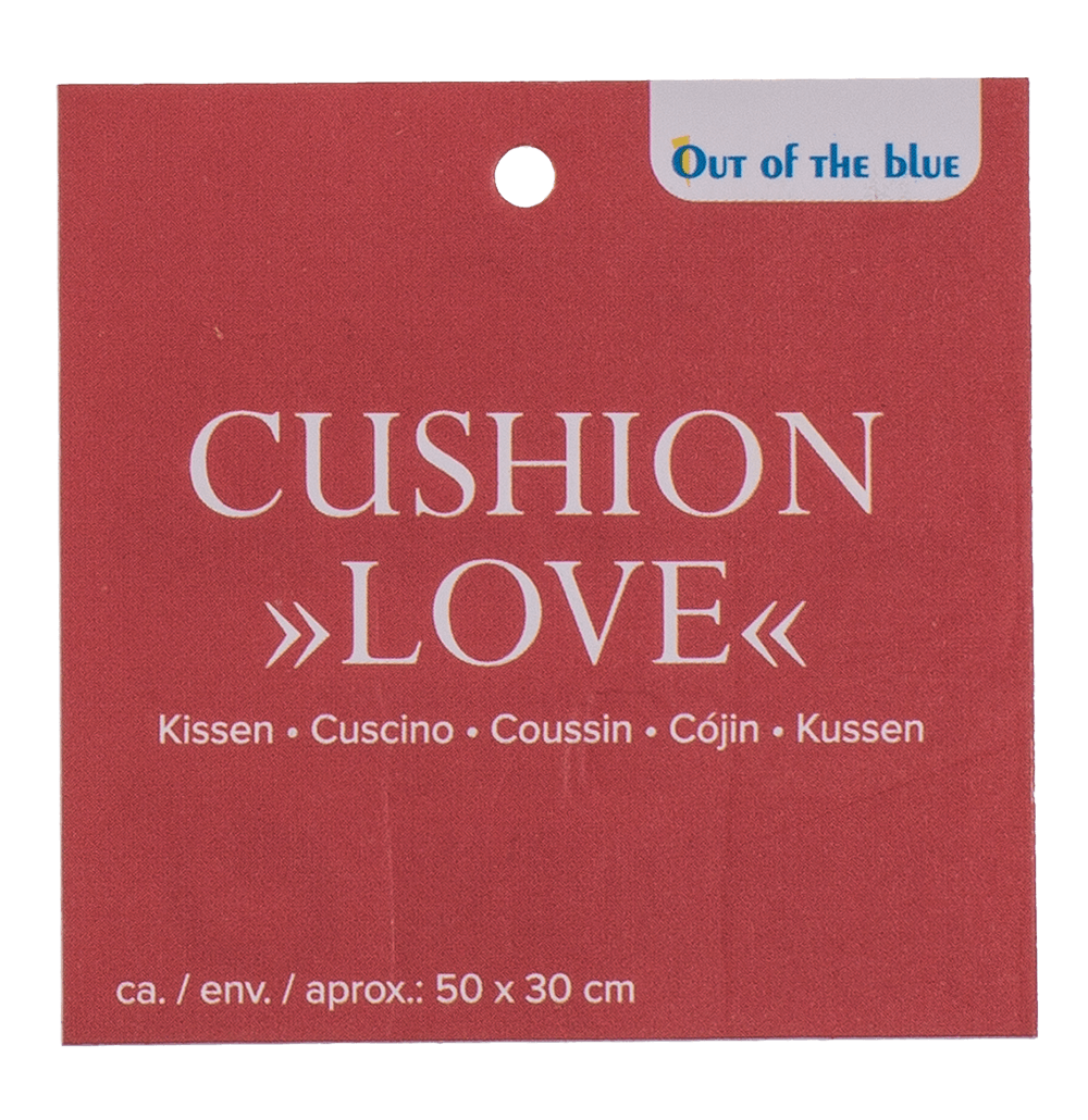 Red coloured decoration cushion, Love,