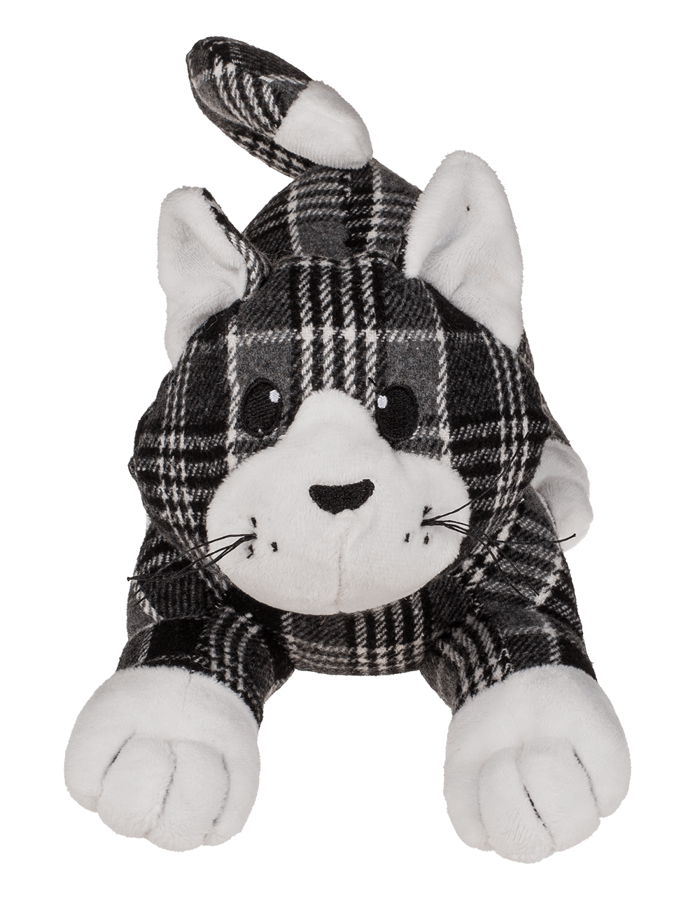 black/grey/white checkered door stopper, cat,