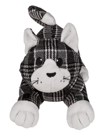 black/grey/white checkered door stopper, cat,