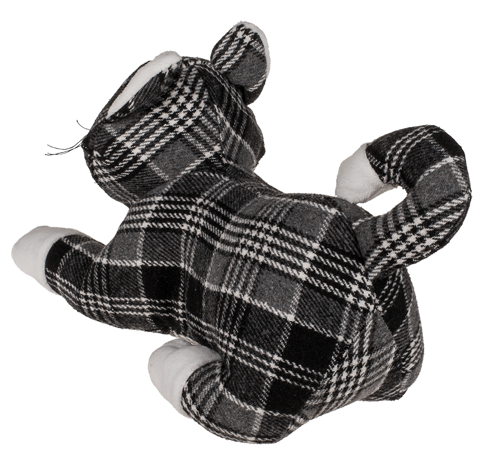 black/grey/white checkered door stopper, cat,