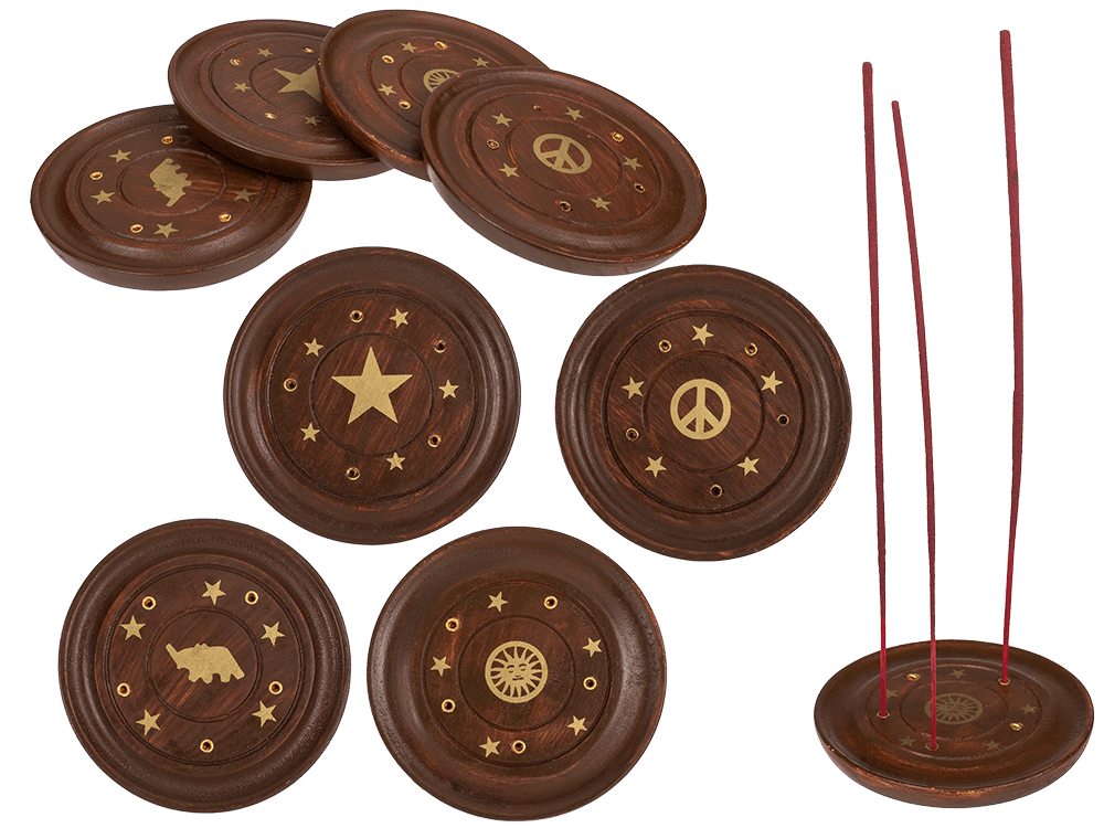 Round wooden incense stick holder,