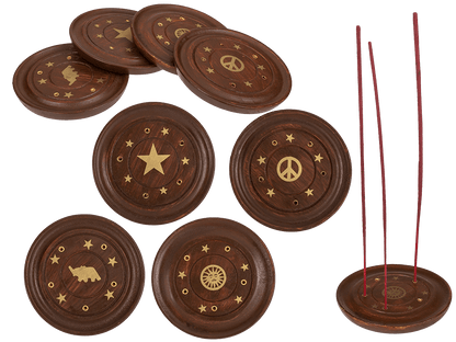 Round wooden incense stick holder,