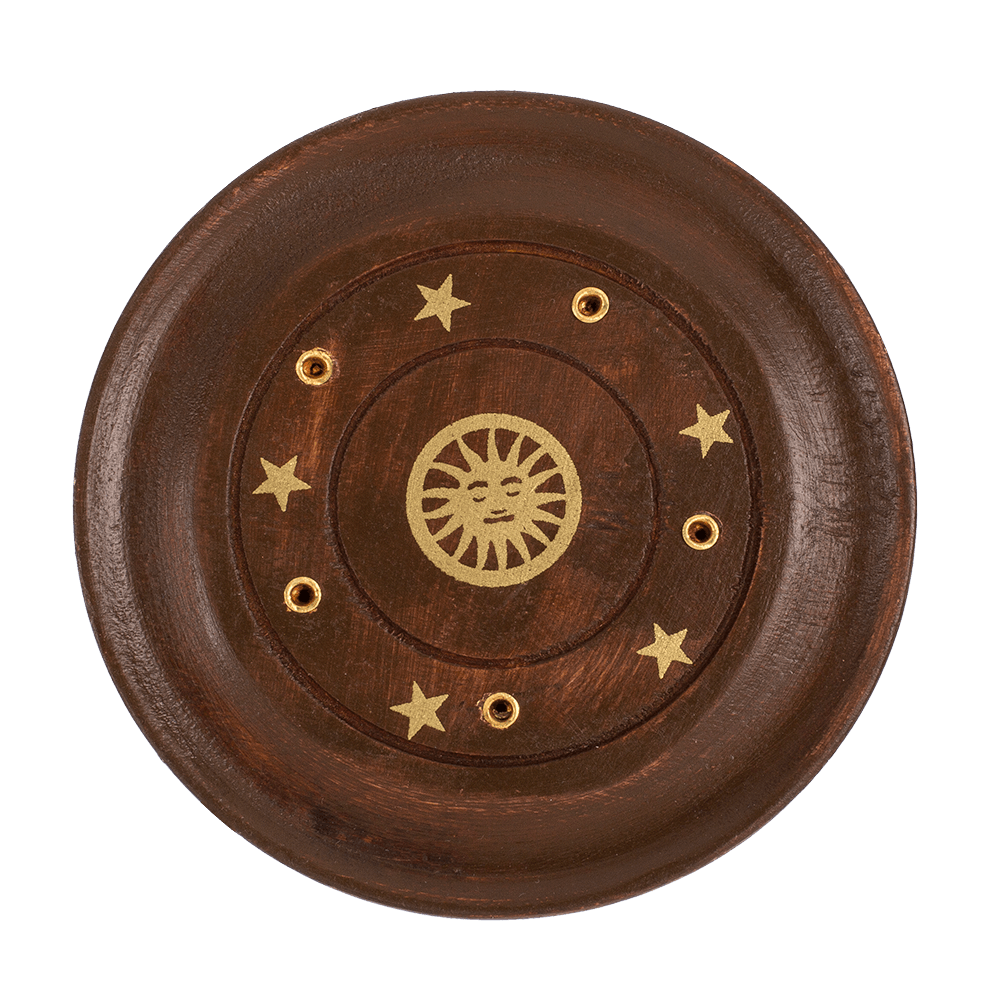 Round wooden incense stick holder,