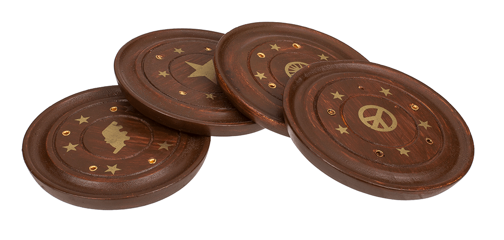 Round wooden incense stick holder,