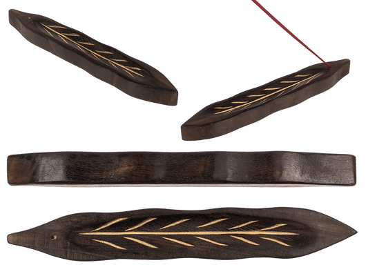 Wooden incense stick holder, leaf,