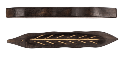Wooden incense stick holder, leaf,