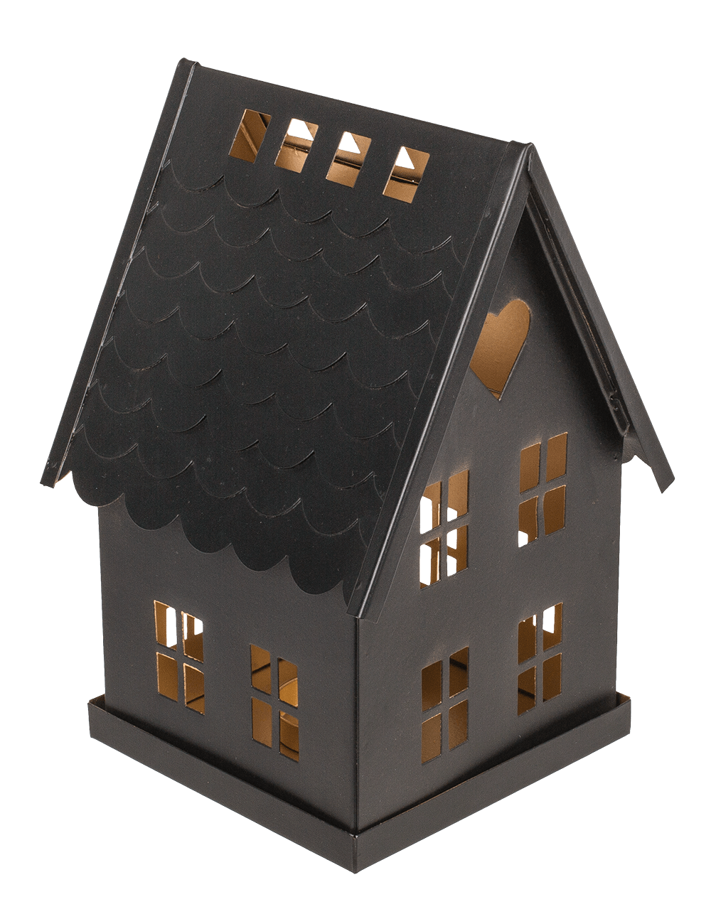 Black metal decoration house for tealights.