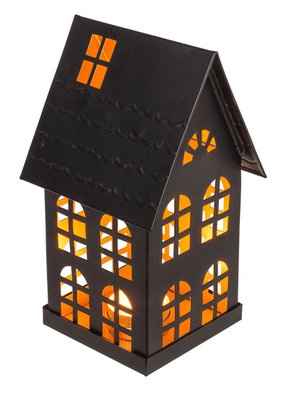 Black metall decoration house for tealights,