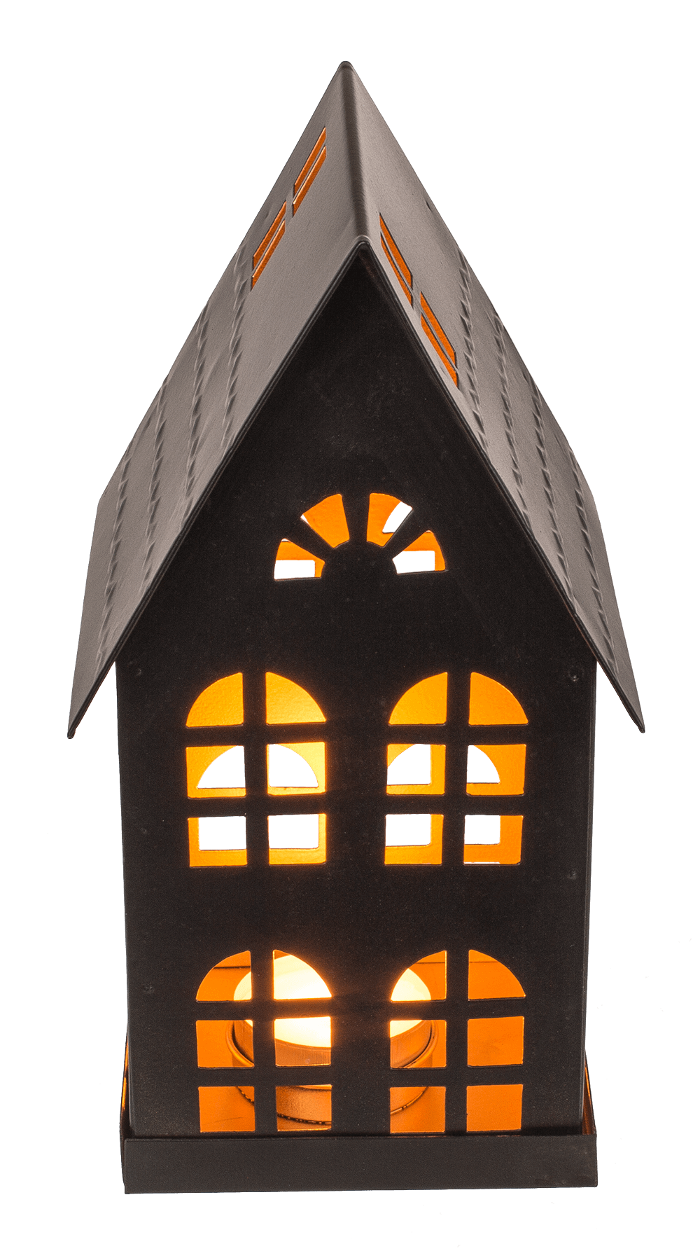 Black metall decoration house for tealights,